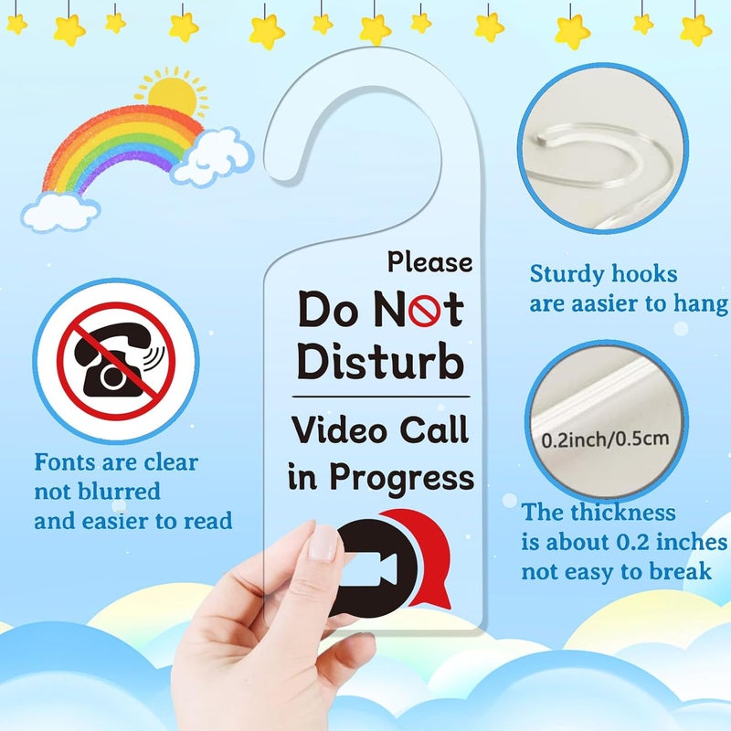 CHGCRAFT 2Pack Do Not Disturb On A Call Door Sign Acrylic Notice Door Hanger Sign Engraved Acrylic Mark Hanger for Homework Office Schools Business Conference Room Meeting - Image 3